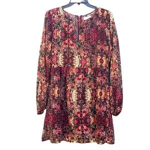 Abercrombie & Fitch Multicolor Floral Lined Long Sleeve Swing Dress Size Medium